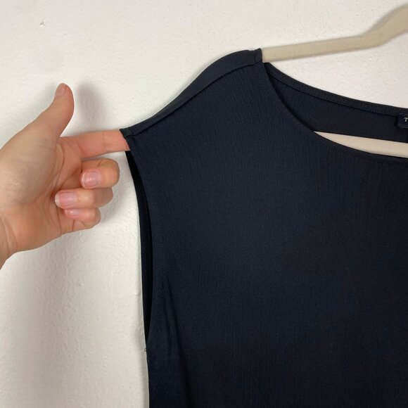 Talbots Women's L Black Cap Sleeve Drop Waist Maxi Length Dress Basic Minimalist - Picture 4 of 9